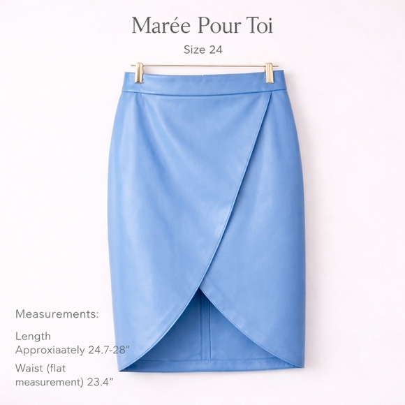 Marée Pour Toi Dresses & Skirts - Marée Pour Toi Vegan Leather Faux Wrap Skirt Size 24 NWT